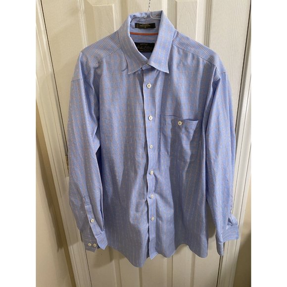 Orvis Signature Adult M Blue Check Long Sleeve Button Up Business Casual Mens - Picture 3 of 8